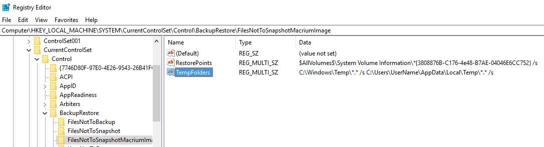 manictime exclude files from folder